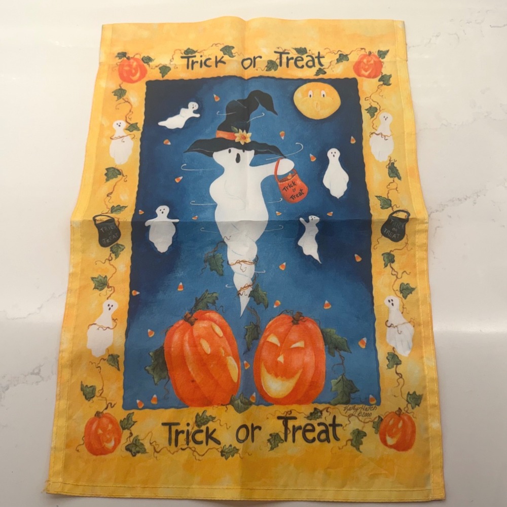 Kathy Hatch Garden Flag Halloween Ghost 12x18 Excellent